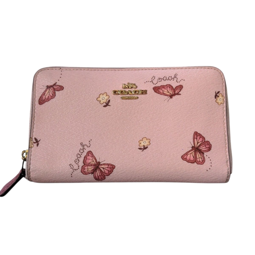 Coach Pink Butterfly Zip Wallet EUC